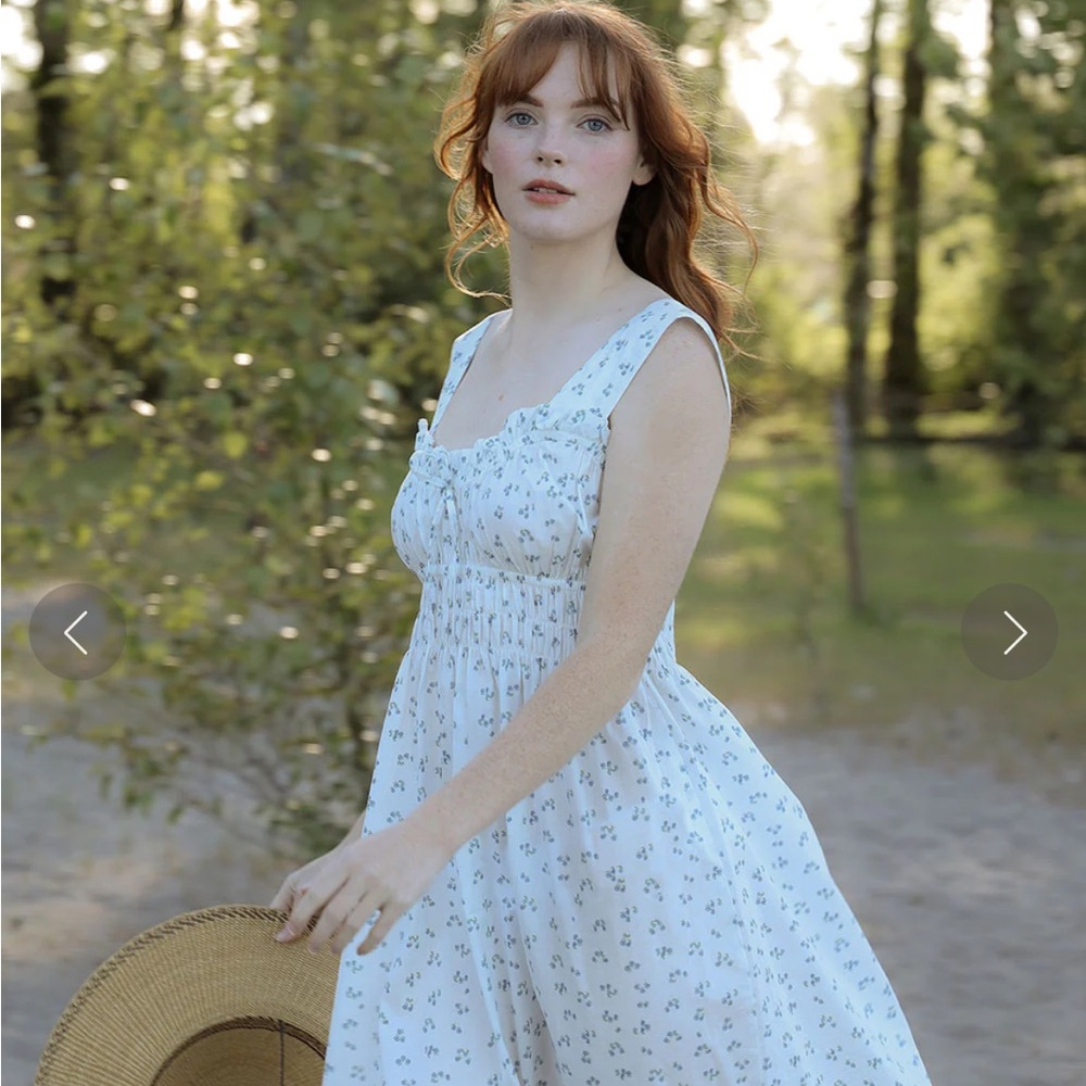 White & Blue Floral “Helene” Dress from Atèlette, size S